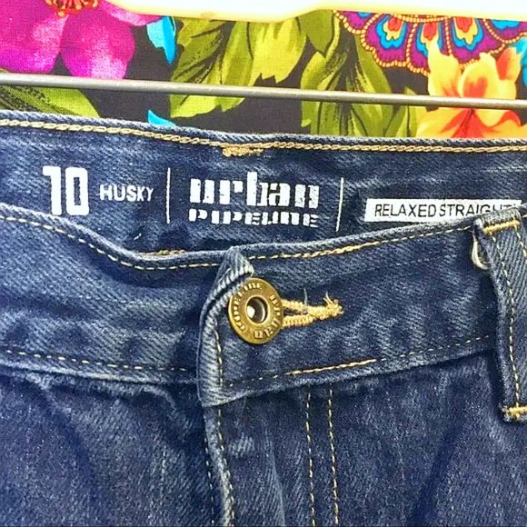 BOY’S URBAN PIPELINE JEANS RELAXED STRAIGHT LEG SIZE 10 HUSKY BLUE JEAN PANTS - Picture 2 of 4